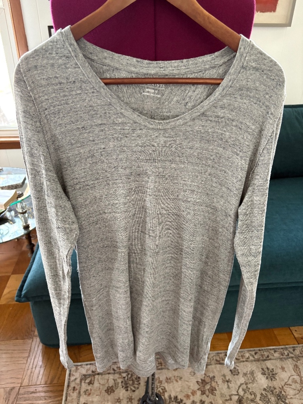 Men’s Allsaints Grey Heathered Long Sleeve Shirt